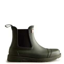 Hunter Women's Commando Chelsea Boots In Dark Olive