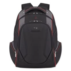 Solo Launch Laptop Backpack, Fits Devices Up To 17.3", Polyester, 12.5 X 8 X 19.5, Black/Gray/Red