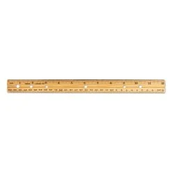 Charles Leonard® Beveled Wood Ruler W/Single Metal Edge, 3-Hole Punched, Standard/Metric, 12" Long, Natural, 36/Box