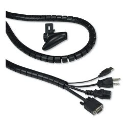 Innovera® Cable Management Coiled Tube, 0.75" Dia X 77.5" Long, Black