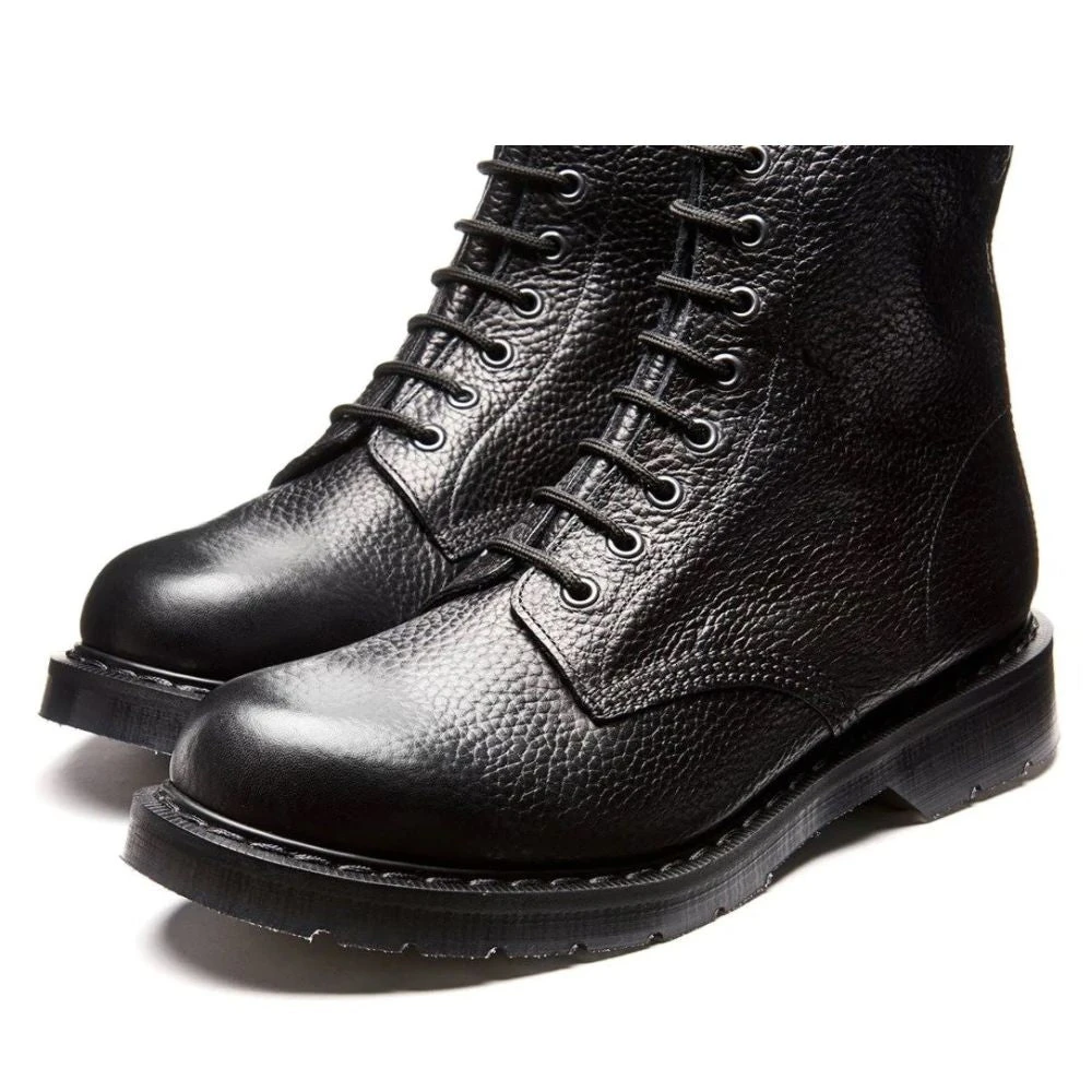 Solovair 8 Eye Derby Boot In Black Grain - Image 3