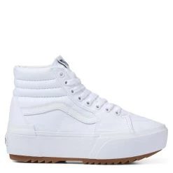Vans Women's Sk8-Hi Canvas Stacked In True White